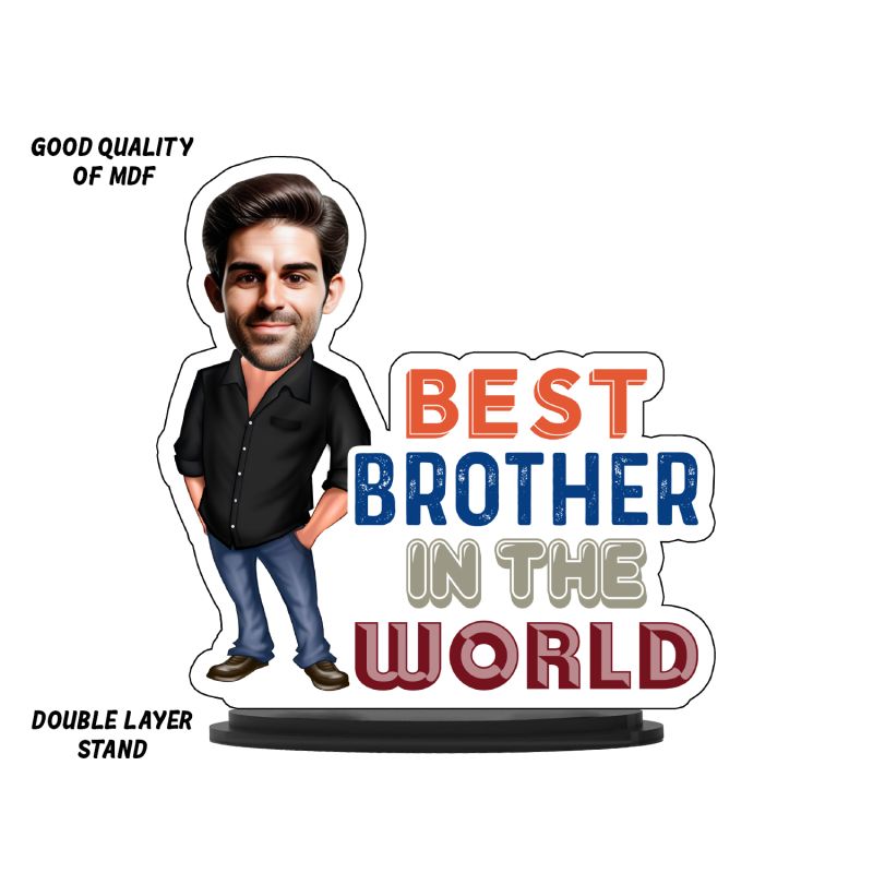 Personalized Caricature Photo Frame Best Gift For Birthday Gift for Brother, Sister Character Caricature Photo Frame Unique Design Gift for Raksha Bandhan (Best Brother In The World)